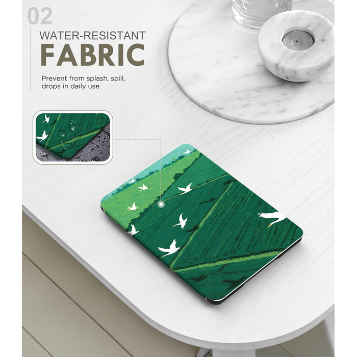 Чохол MoKo для Kindle Paperwhite 12th Gen (2024) та Kindle Colorsoft Signature Edition (2024), PU шкіра, авто-сон/пробудження, сірий ліс (зелена трава та птах)