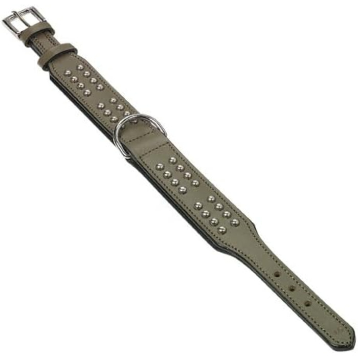 Nobby Leather Collar VINTO, 60 cm (53-58 cm), 50 mm, 1 Piece (stone grey, Neck circumference: 36-39 cm)