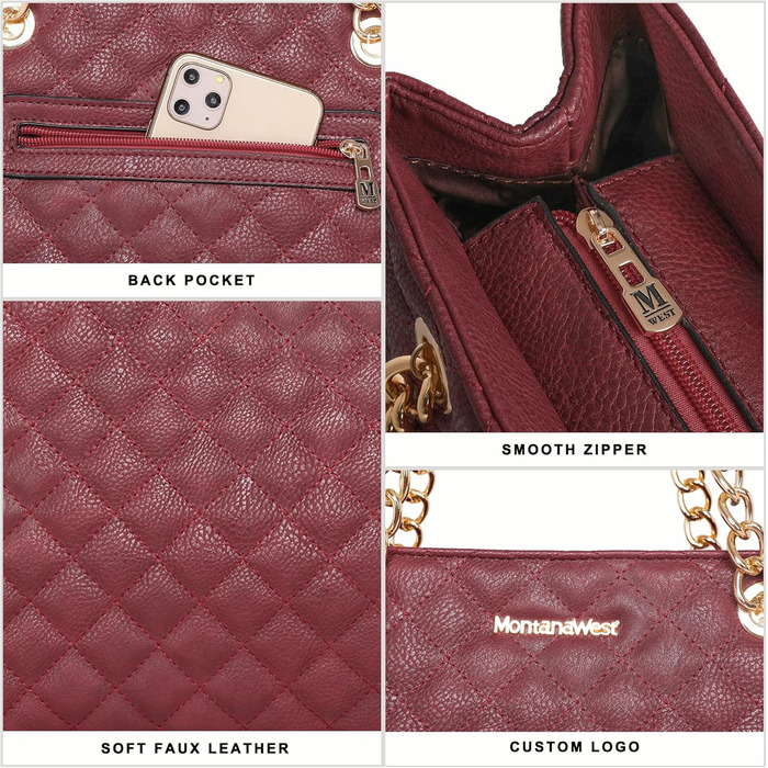 Сумка жіноча Montana West середнього розміру на ланцюжку, Hobo, червоний 040cranberry