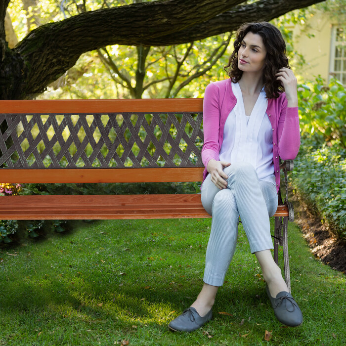 Relaxdays Garden Bench, Wood & Cast Iron