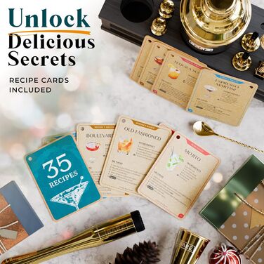 Набір бармена BARE BARREL® для приготування коктейлів | 16 предметів | Шейкер, барний аксесуар, інструменти для дому | 35 рецептів | Подарунковий набір