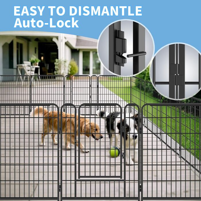 Забіг для цуценят Kuro Sagol 80 см - вольєр з автоматичним замиканням, для собак, котів, кроликів. Ідеально для саду та ігрової зони на відкритому повітрі. 6-секційний