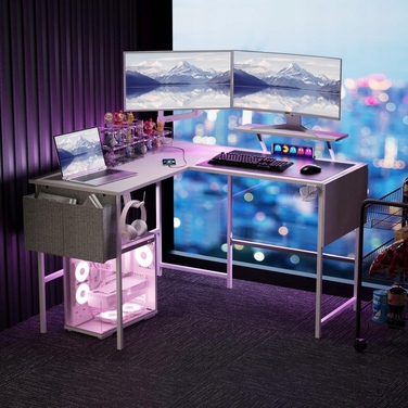 Ігровий кутовий стіл у формі літери L (120-150 см) з LED-підсвіткою