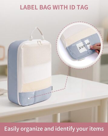 Набір органайзерів для валізи Narwey (6 шт.) - Кубики для пакування з компресією, Salbeigrün (бежевий)