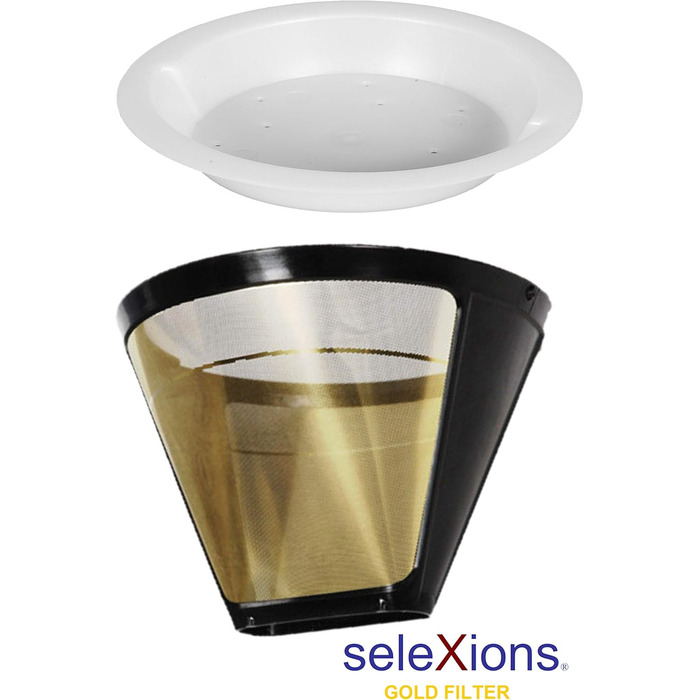 seleXions Coffee Filters Large, Gold Filter, Titan Filter 1x4 6-12 Cups Permanent Filter, Replacement Filter for All Coffee Machines
