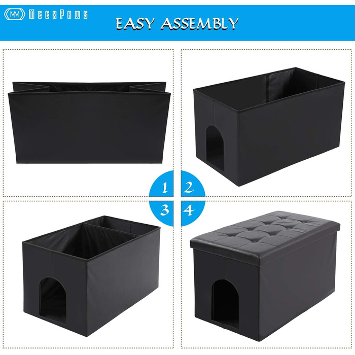 MEEXPAWS Cat Litter Cabinet, Cat Toilet Cabinet, Hidden Cat Litter Box, Cat Toilet Cabinet, Cat Cabinet Bench, Cat Litter Box Chest of Drawers, White or Black, L 65 x 45 x 45cm