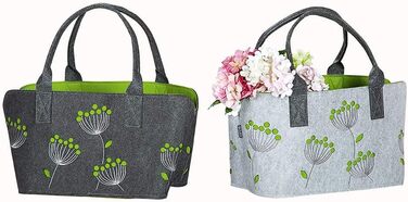 GILDE Felt Bag Dillblüte (Dill Flower), 41 cm, Shopping Bag/Wooden Bag/Beach Bag - tear-resistant & carries a lot of weight - safely cushions your purchases and has plenty of storage space (Light Grey)