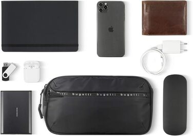 Чоловіча поясна сумка Bugatti Blanc - для подорожей, повсякденного використання та спорту (Чорна)