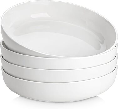 MALACASA Muesli Bowls 4-Piece Set, 700ml Soup Bowls Porcelain Salad Bowl Set Dessert Bowls Breakfast Bowls Ceramic Large Bowls Set for Noodles, Salad, Fruit, LUNA Series White