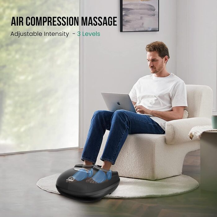 Масажер для ніг Snailax Shiatsu з підігрівом для фасціїту, невропатії, глибокий масаж, компресія, вібрація, для дому та офісу, подарунок