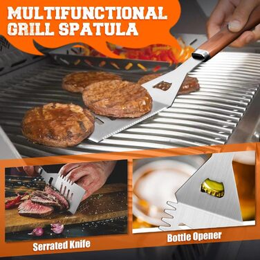 Набір гриль аксесуарів PURPLEBIRD 31 предмет з нержавіючої сталі - Преміум гриль посуд для чоловіків та жінок з сумкою, килимок для гриля, сад, кемпінг та день народження. Сучасний дизайн.