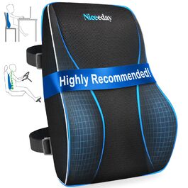 Подушка для попереку Niceeday для офісного крісла та авто з піни Memory Foam, дихаюча 3D сітка, підтримка спини