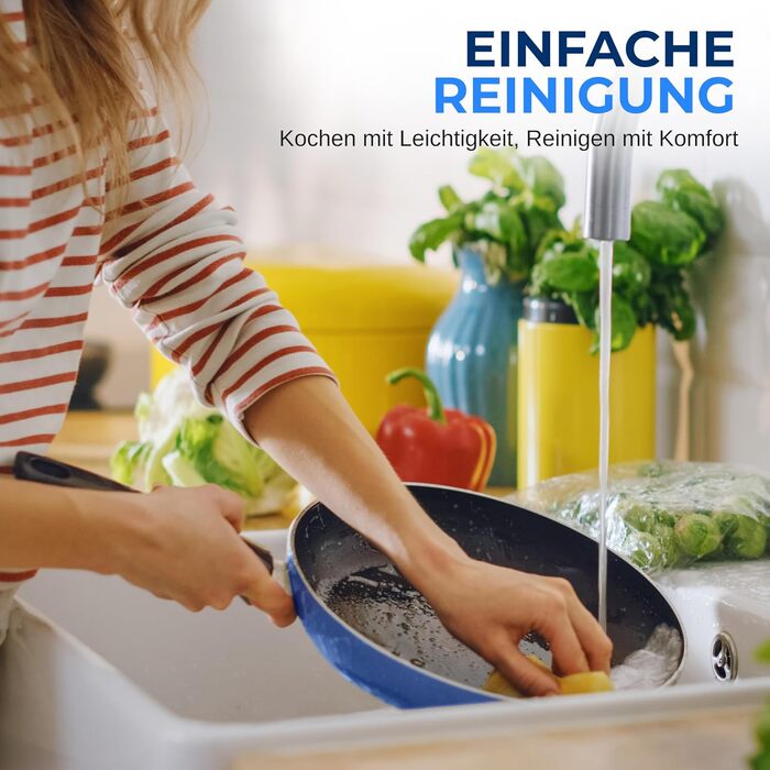 Набір посуду SereneLife 11 предметів: каструлі та сковорідки з антипригарним покриттям, чорний (Azul)