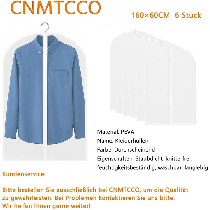 Набір мішок для одягу CNMTCCO, 6 шт., 60x100 см, прозорі, захист від пилу та вологи