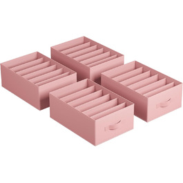 SONGMICS Set of 4 Drawer Organizers, 6 Compartments, Closet Organizer, Foldable, Clothes Organizer, 41.5 x 30.8 x 17.8 cm, for Pants, Clothing, URUS009G04 (Jelly Pink)