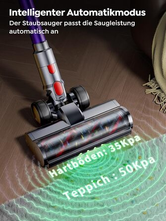 SMOTURE Бездротовий акумуляторний пилосос 600W, 50KPA, 65 хв роботи, самостійна підставка, для дому, з настінною зарядкою, автоматичний режим, знімна батарея, сенсорний дисплей