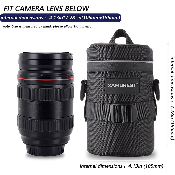 Чохол для об'єктива камери, нейлон, чорний, XL (10.5 x 18.5 см)