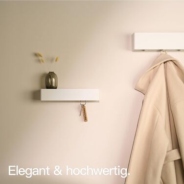 Ключниця настінна Designfabrik Hamburg: сучасна металева підставка для ключів з полицею, біла. Організатор для передпокою та коридору