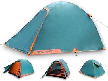 Намет туристичний Sportvida Campingzelt 2-3 особи, двошаровий, зелений, з тамбуром, захист від комарів, водонепроникний