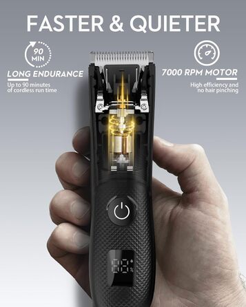 Електричний чоловічий триммер для тіла Kibiy з LED-дисплеєм, IPX7, олія для лез