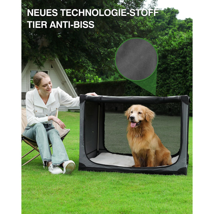 Складана переноска для собак середніх порід, 76x54x54 см, зелена/сіра