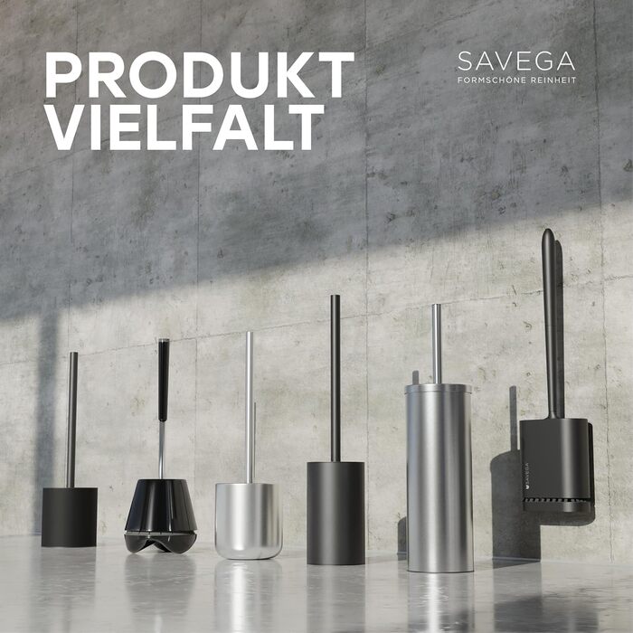 Тойлетний щітка SAVEGA з силікону та нержавіючої сталі - антибактеріальна, з тримачем, сірий колір