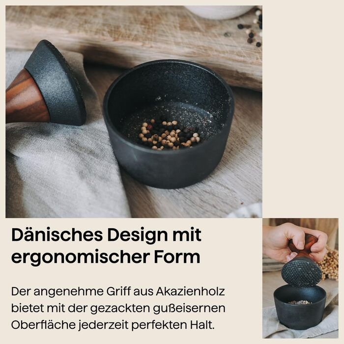 Crushgrind Kiruna: М'ятка для спецій з якісного чавуну та акації | Для подрібнення сухих спецій та трав