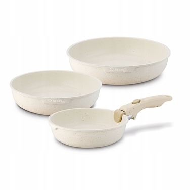 Набір сковорідок Starke Pro бежевий, антипригарне покриття, 4 предмети (20/24/26 см)