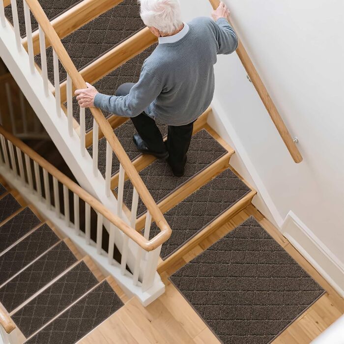 Ковзаючі сходи COSY HOMEER, 15 шт., 70 x 22 см, антиковзкі, самоклеючі, машинне прання, 100% поліестер, TPE-підкладка, для дітей, літніх людей та домашніх тварин, сірий та білий