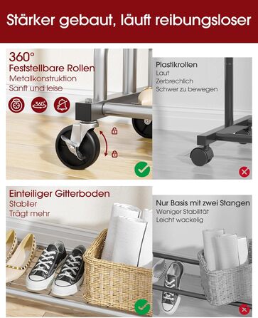 Вешалка для одягу на колесах, з полицею та широкою перекладиною, 116 x 43 x 150 см, сріблястого кольору