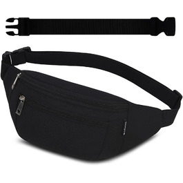 Поясна сумка на пояс, нагрудна сумка, спортивна сумка на стегно для жінок та чоловіків, водонепроникна, велика, для телефону, для кемпінгу, піших прогулянок, фітнесу, велосипеда, бігу (чорна)