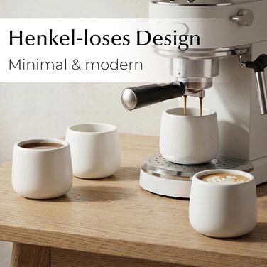 Набір керамічних чашок MIAMIO 4 шт (250 мл) білого кольору без ручки для кави, капучино