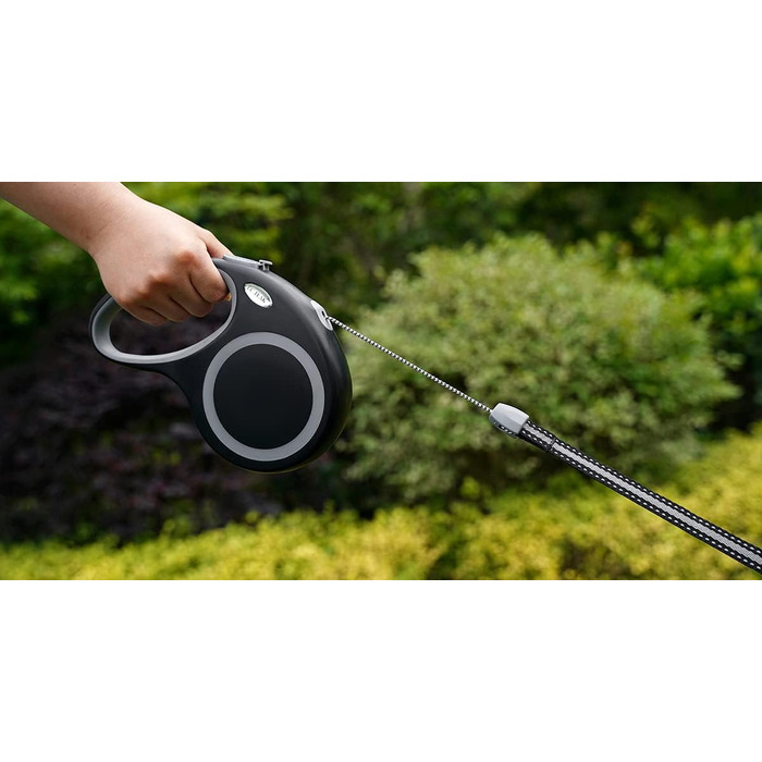 Висувна собача шлейка, 9.1 м, для середніх та великих собак до 35 кг, міцна, не заплутується, розмір L, чорна