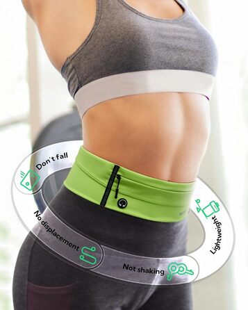 Пояс для телефону WATERFLY: спортивний пояс-сумочка для бігу, джогінгу, фітнесу. Підходить для чоловіків та жінок (світло-зелений)