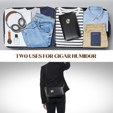 Чохол для сигар, переносний шкіряний гумодор, з запальничкою, вміщує до 6 сигар, чудовий подарунок для чоловіків (без сигар), чорний