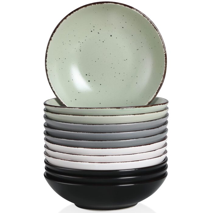 Набір тарілок Vancasso MODA 12шт: глибокі тарілки, тарілки для супу, пасти, салату, 800мл, багато кольорів