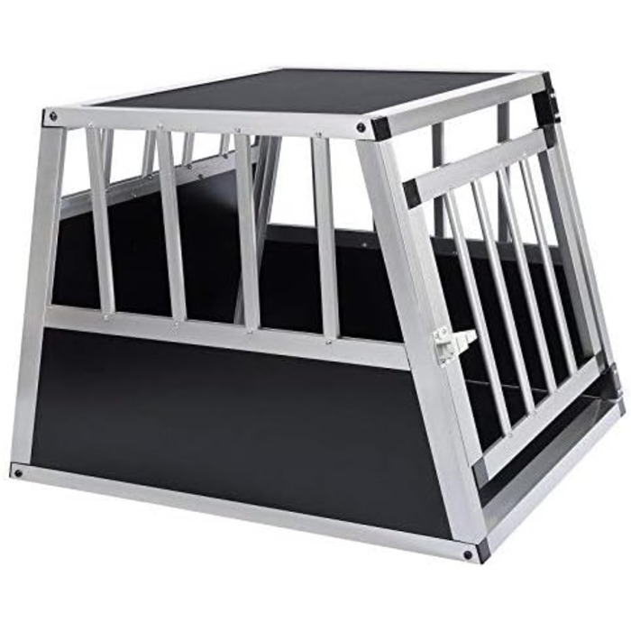 Кія для собак, переноска для собак, алюмінієва переноска для авто, переноска для дому, переноска для малих/середніх собак та котів 54x69x51 см з безпечним замком, легка та стабільна, чорна