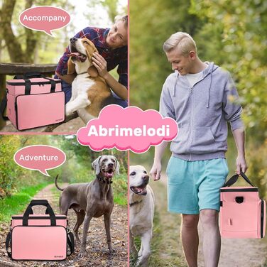 Трансформер для собак, сумка-переноска для подорожей, з 2 складеними мисками та кишенькою для ласощів (Рожевий)