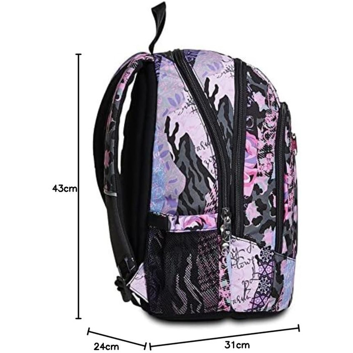 Рюкзак Seven Rucksack Advanced: для школи, університету та відпочинку. Місткий рюкзак для підлітків, дівчаток та хлопчиків з відділенням для ноутбука та кишенькою для пляшки. Кольори: рожевий, фіолетовий.