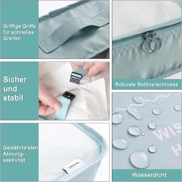 Органайзер для валізи OBSGUMU, набір 9 шт: кубики для пакування, сумки для подорожей, косметичка (сірий)