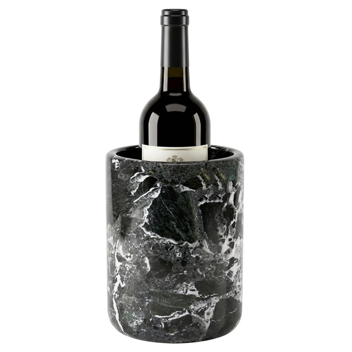 Охолоджувач для вина з мармуровою стільницею ручної роботи, чорний, 11,4x11,4x16,5 см (Black Zebra BZ--03)