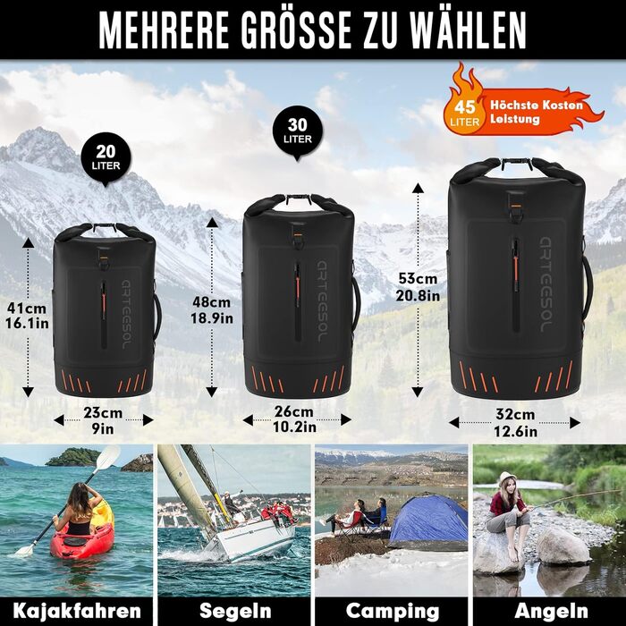 Водонепроникний рюкзак Blackace Arteesol Dry Bag 20/30/40/45 л для каякінгу, каное, кемпінгу, трекінгу, походів, вітрильного спорту та інших водних видів спорту