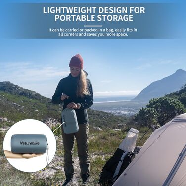 Naturehike Yugu: Надувний килимок для кемпінгу та трекінгу, 3.5 см, блакитний