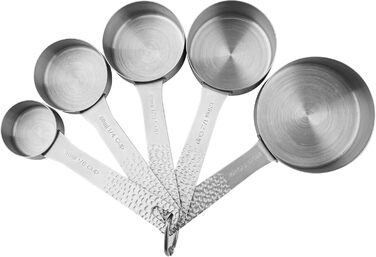 Measuring cup and spoon set, 18/8 stainless steel, measuring cups and spoons for baking and kitchen use, metric and US metal measuring cups and spoons for dry and liquid ingredients