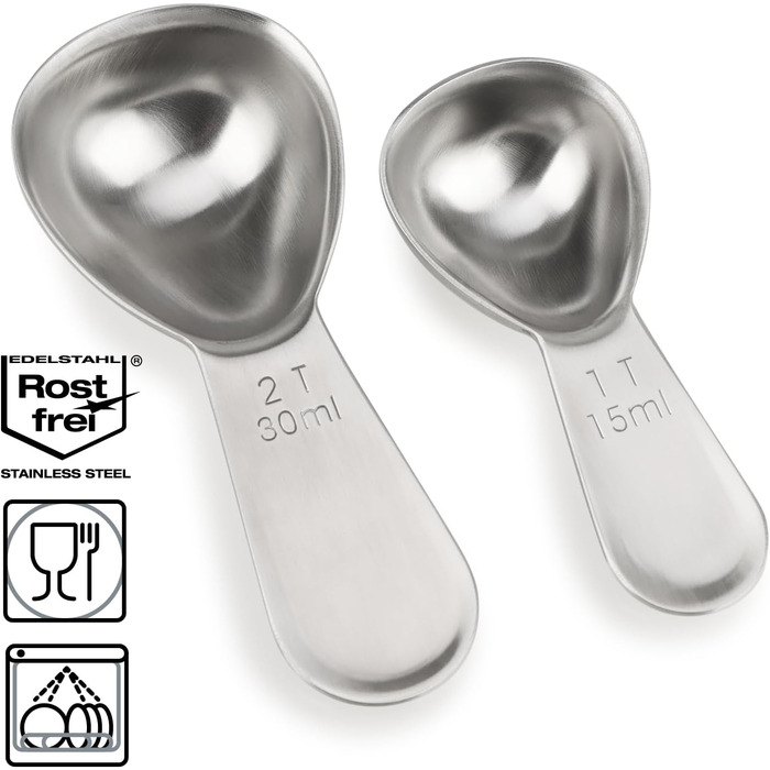 Набір дозувальних ложок для кави COM-FOUR® з нержавіючої сталі (30ml + 15ml)