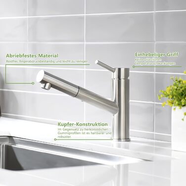 Кухонний змішувач AIMADI висувний чорного кольору з 3-ма режимами, душовою насадкою, шлангом 38 см, однорідний змішувач для холодної та гарячої води, підходить для раковини та кухонного острова. Змішувач для кухні з водоспадом, чорний (з матовою обробкою)