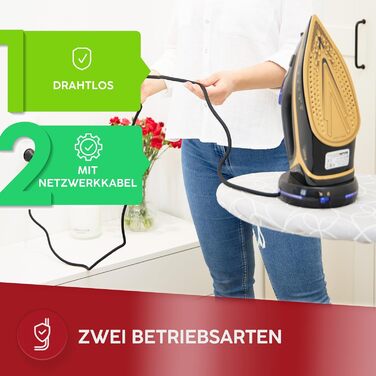 Пароочисник MPM MZE-26 бездротовий з керамічною підошвою, 2600 Вт - Anti-Drip, Self-Clean, LED-дисплей, 2 режими, з/без кабелю