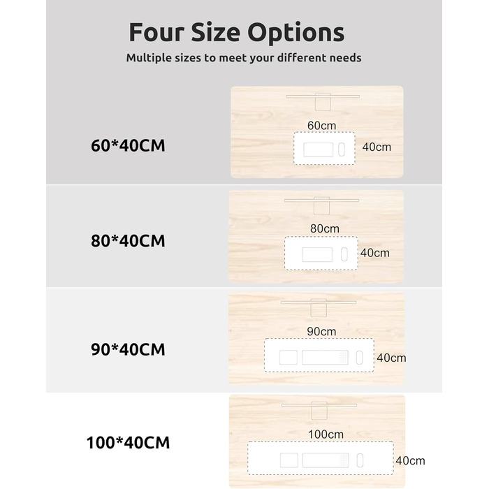 Килимок для столу YSAGi повстяний 90x40 см, антиковзкий, для миші та клавіатури, офіс/дім, світло-сірий