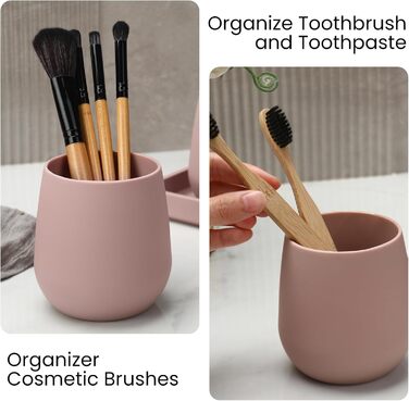 Набір для ванної кімнати AJEUNGAIN: сірий органайзер з мильницею та стаканчиком для зубної пасти, набір з 3 предметів