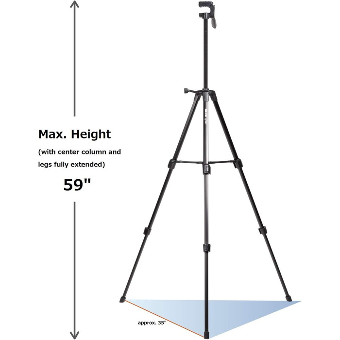 Штатив SLIK U884 4-ступеневий компактний легкий складаний з алюмінію для подорожей, DSLR/SLR, відео та фотокамер Canon, Nikon, Sony з 3-сторонньою головкою та сумкою - Чорний